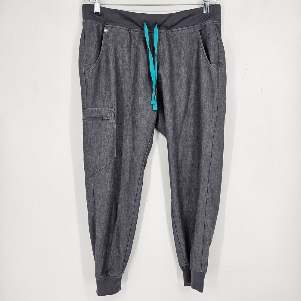 FIGS Pants Womens Large Petite Zamora Jogger Gray Technical Scrub Nurses Uniform